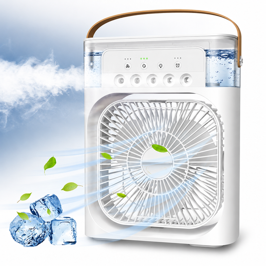3-in-1 Portable Humidifier Cooling Fan – Personal USB Air Cooler with Water Mist, 7-Color LED Night Light, Mini Desktop Air Conditioner for Home & Office
