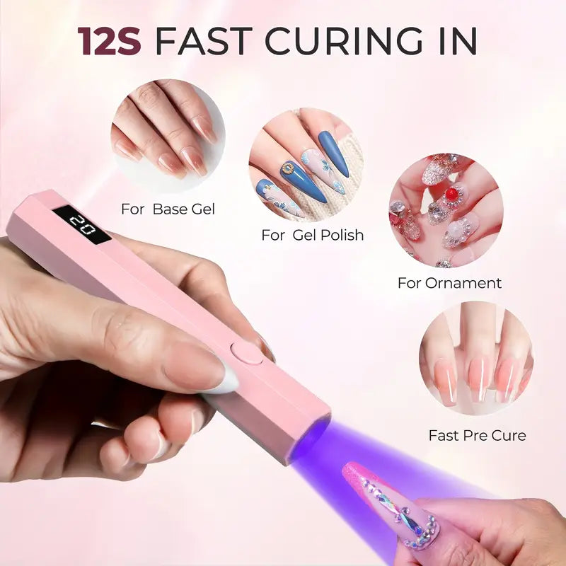 UV LED Light for Gel Nails – Handheld Mini Flash Cure Lamp | Portable Lumière Nail Dryer | Rechargeable USB Nail Lamp | LCD Display & Dual Timer Settings | Fast Curing for Gel Polish & Nail Glue | Salon & Home Use | Professional Quality Results**