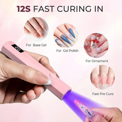 UV LED Light for Gel Nails – Handheld Mini Flash Cure Lamp | Portable Lumière Nail Dryer | Rechargeable USB Nail Lamp | LCD Display & Dual Timer Settings | Fast Curing for Gel Polish & Nail Glue | Salon & Home Use | Professional Quality Results**